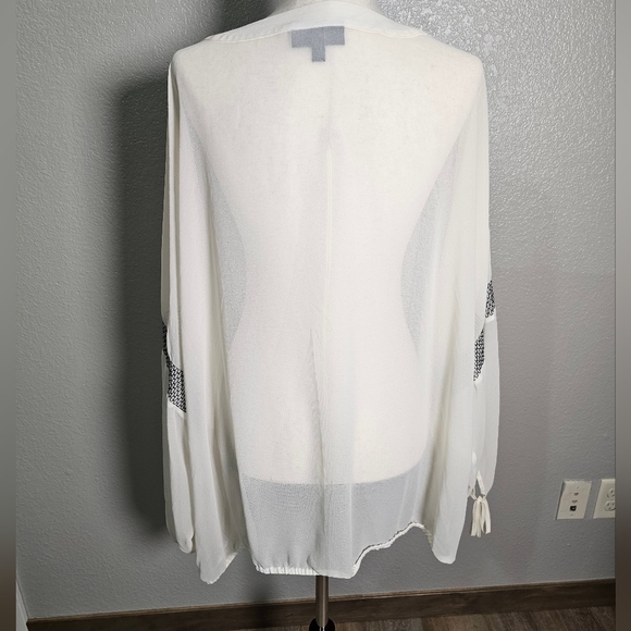 Lane Bryant Black and White Embroidered Sheer Bohemian Blouse Plus Size 26/28 - Picture 8 of 16